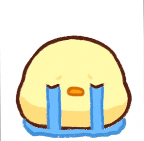 a cartoon chicken is crying with tears coming out of its eyes .
