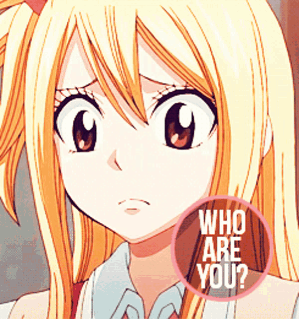a picture of a girl with a circle around her that says " who are you "