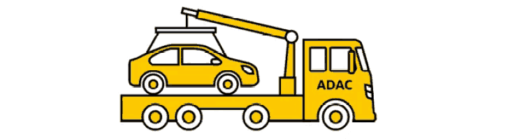 a yellow tow truck with the word adac on the side