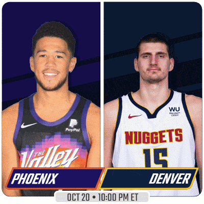 a flyer for a basketball game between the phoenix suns and the nuggets