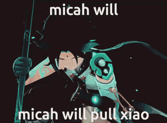 a cartoon character with the words " micah will " on the bottom