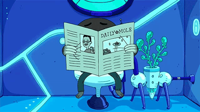 a cartoon character reading a newspaper called daily mole