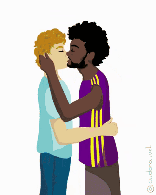 a cartoon of two women hugging each other with the watermark audora4u