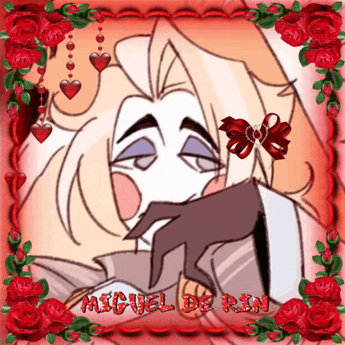 a picture of a girl with the name miguel de rin written on it
