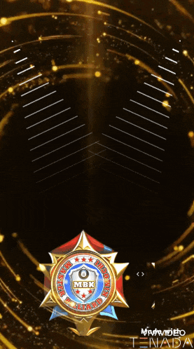 a medal that says mbk on it is on a black background