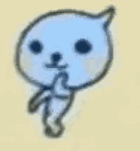 a cartoon drawing of a blue cat with a long tail .