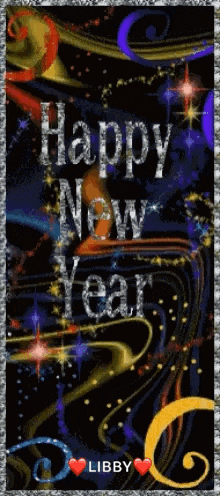 a greeting card that says happy new year with hearts