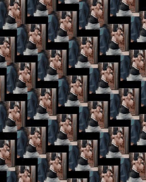 a repeating pattern of a man taking a selfie