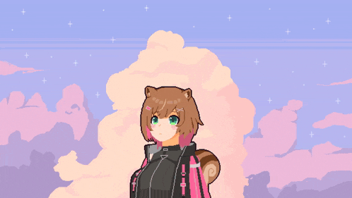 a pixel art drawing of a squirrel girl