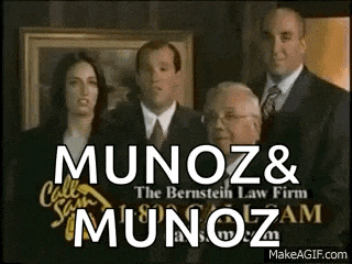 a group of people standing next to each other with the words munoz & munoz on the bottom