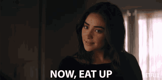 a woman says now eat up in a netflix ad