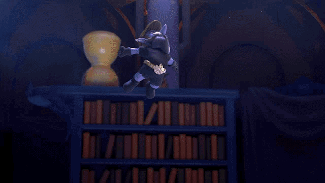 a lightning bolt strikes a person in a library