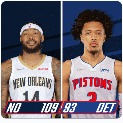 two basketball players from new orleans and pistons are shown