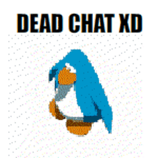 a pixel art of a penguin with the words dead chat xd on the bottom