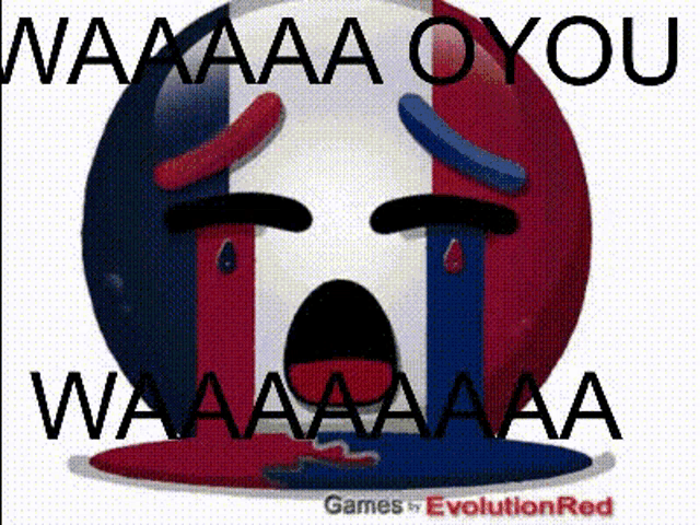 a crying smiley face with the words waaaa oyou waaaa aa written on it .