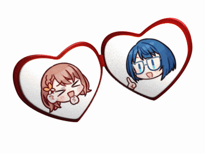a couple of heart shaped frames with cartoon characters inside of them