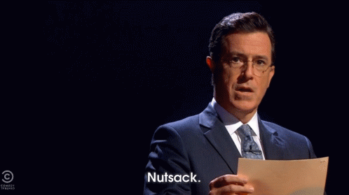 Nutsack GIF - Colbert Report Stephen Colbert Shoot GIFs