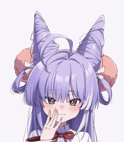 a drawing of a girl with purple hair