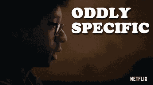 a poster for oddly specific shows a man with glasses