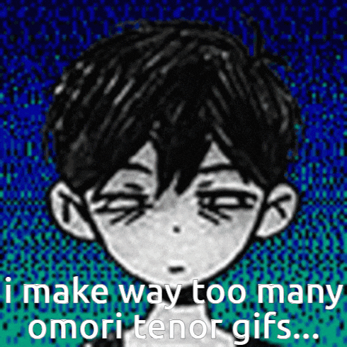 a black and white drawing of a boy with the words " i make way too many omori tenor gifs " below it