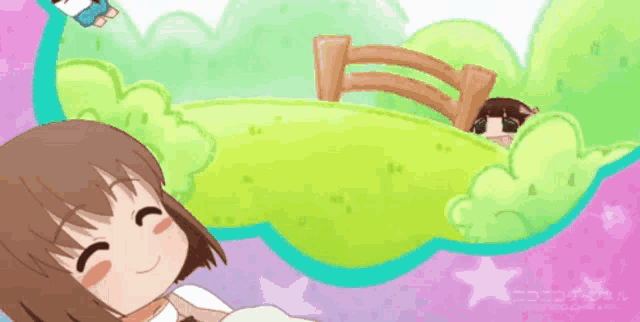 a cartoon drawing of a girl with chinese writing on the bottom right