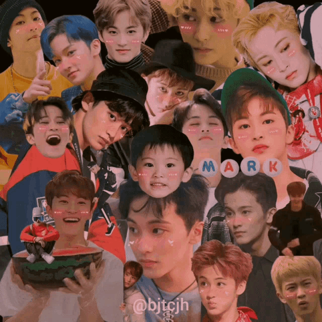 a collage of photos of a young man with the name mark on the bottom