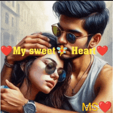 a painting of a man and woman with the words my sweet heart
