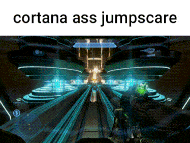 a screenshot of a video game with the caption cortana ass jumpscare