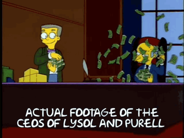 a cartoon shows the actual footage of the ceos of lysol and purcell