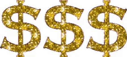 a set of three gold dollar signs on a white background .