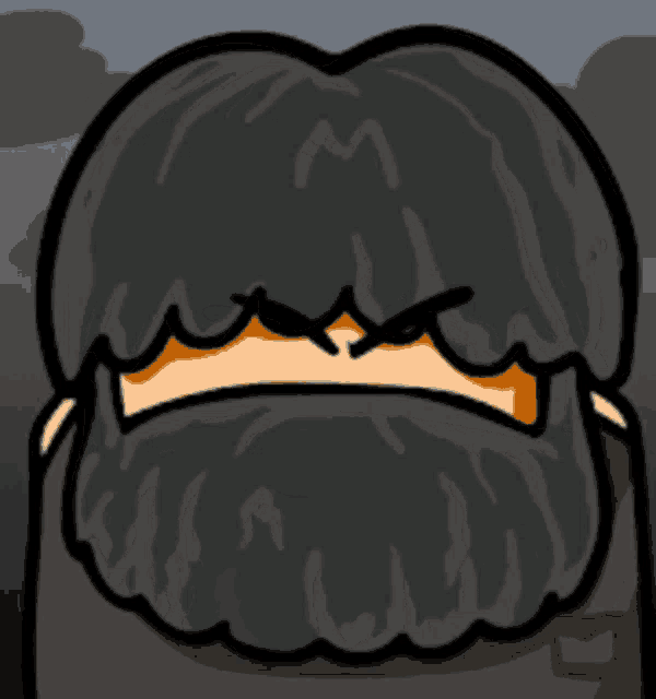 a cartoon drawing of a man with a beard and a crown on his head