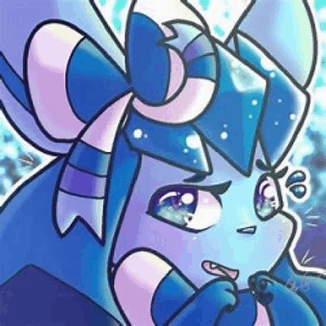a close up of a cartoon drawing of a pokemon with a bow on her head .