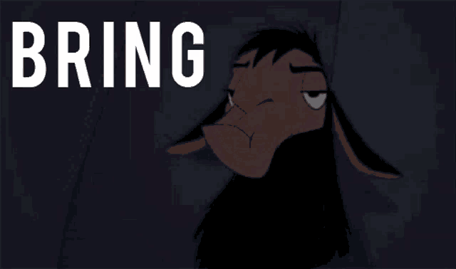 a cartoon llama with the words bring it on written above it