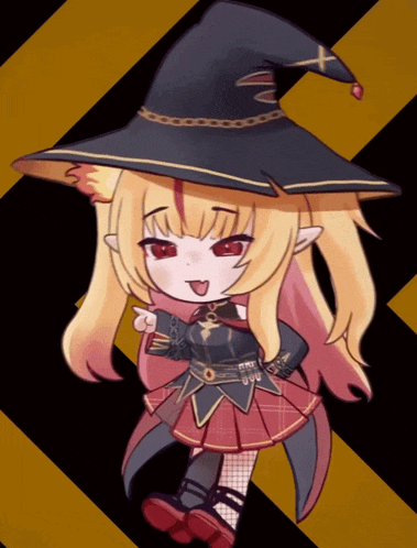 a drawing of a girl in a witch hat