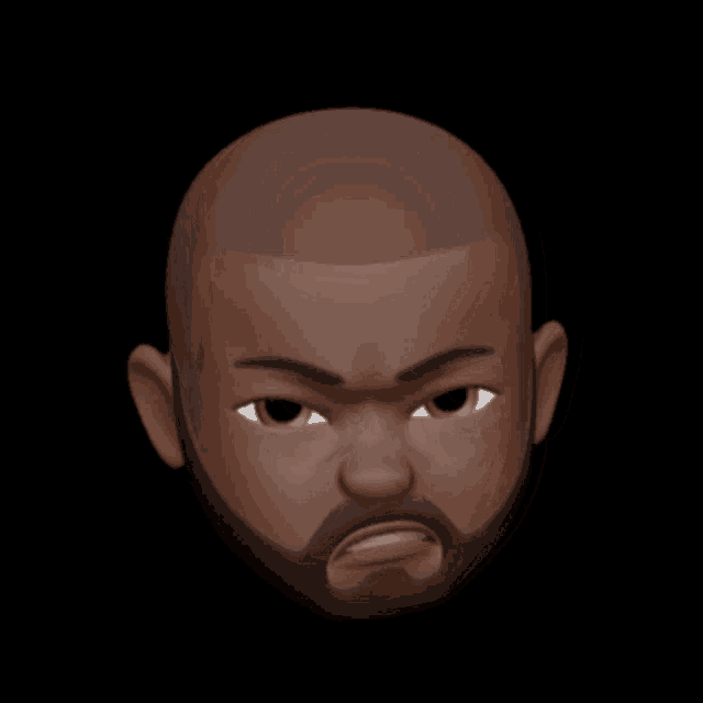 a man with a beard and a bald head has an angry expression on his face