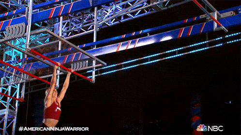 an advertisement for american ninja warrior shows a person falling