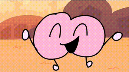a cartoon drawing of a pink butt with a smiling face and arms .