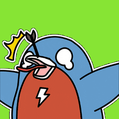 a cartoon of a penguin with a lightning bolt on its chest