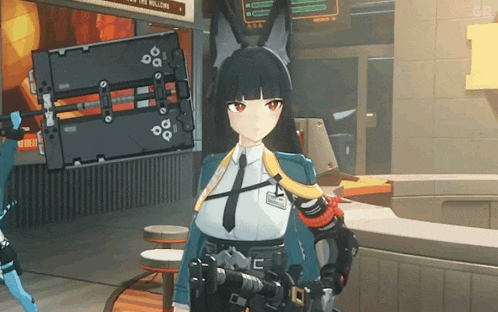 a girl in a video game is holding a weapon in front of a sign that says " the willows "
