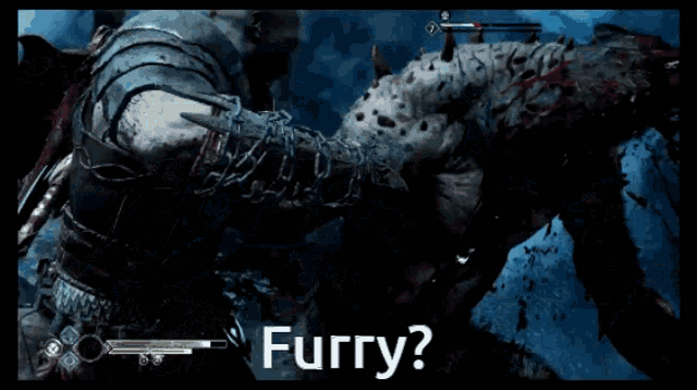 a screenshot of a video game that says furry on the bottom