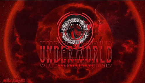 a poster that says underworld on it in red