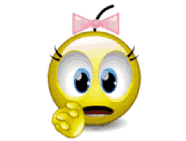 a smiley face with a pink bow on its head