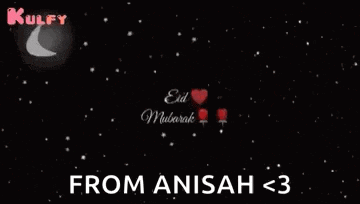 a heart shaped fireworks display with the words `` from anisah < 3 '' in the background .