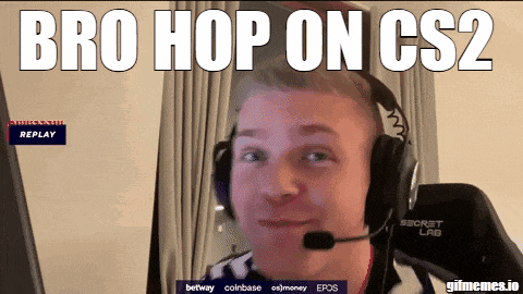 a man wearing headphones with the words bro hop on cs2