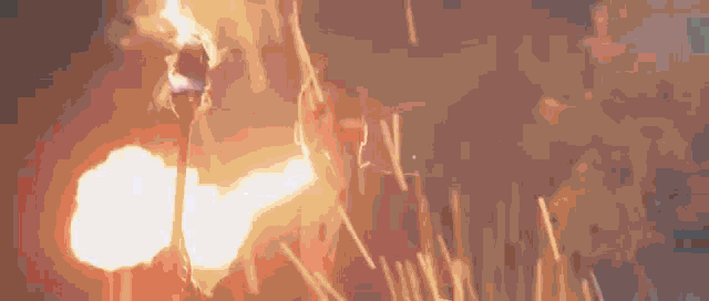 a painting of a woman 's face with a flame coming out of it