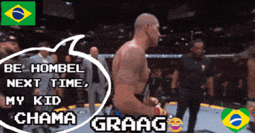 a picture of a man with a speech bubble saying be hombel next time my kid chama graag