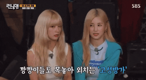 two blonde women are sitting next to each other on a sbs television show .