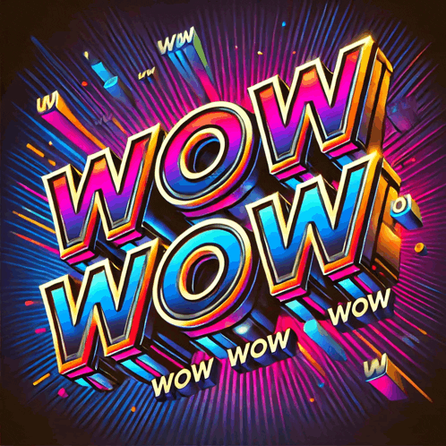a brightly colored poster that says wow wow