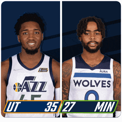 two basketball players from the utah jazz and wolves