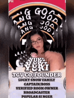 a poster for yuki yuki says she is lucky snow family captain and boss